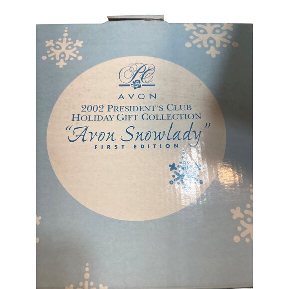 Avon Snowlady Holiday Bowl Snowmen Porcelain 2002 Presidents Club First Edition - Picture 4 of 4